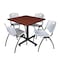 Kobe Kobe Square Table & Chair Set, Wood, Metal, Plastic Top, Cherry TKB3636CH47GY - alternate 1